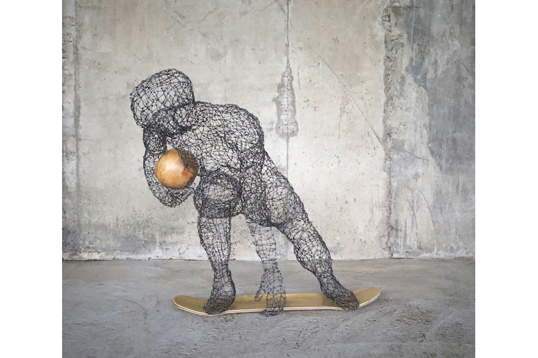 This piece was created for 'For Cop's Sake'. An exhibition hosted by Route One and re:ply skateboards, of original artwork created by skate and street artist from around the world on to recycled skateboards. The exhibition was held for the duration of COP26, Glasgow 2021 and ended with a live auction by Forum Auctions to raise funds for the Environmental Justice Foundation.  For more information go to www.forcopssake.org

